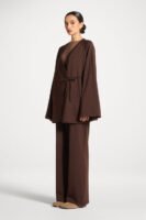 Midi skirt with gathered waistband