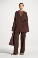 Midi skirt with gathered waistband